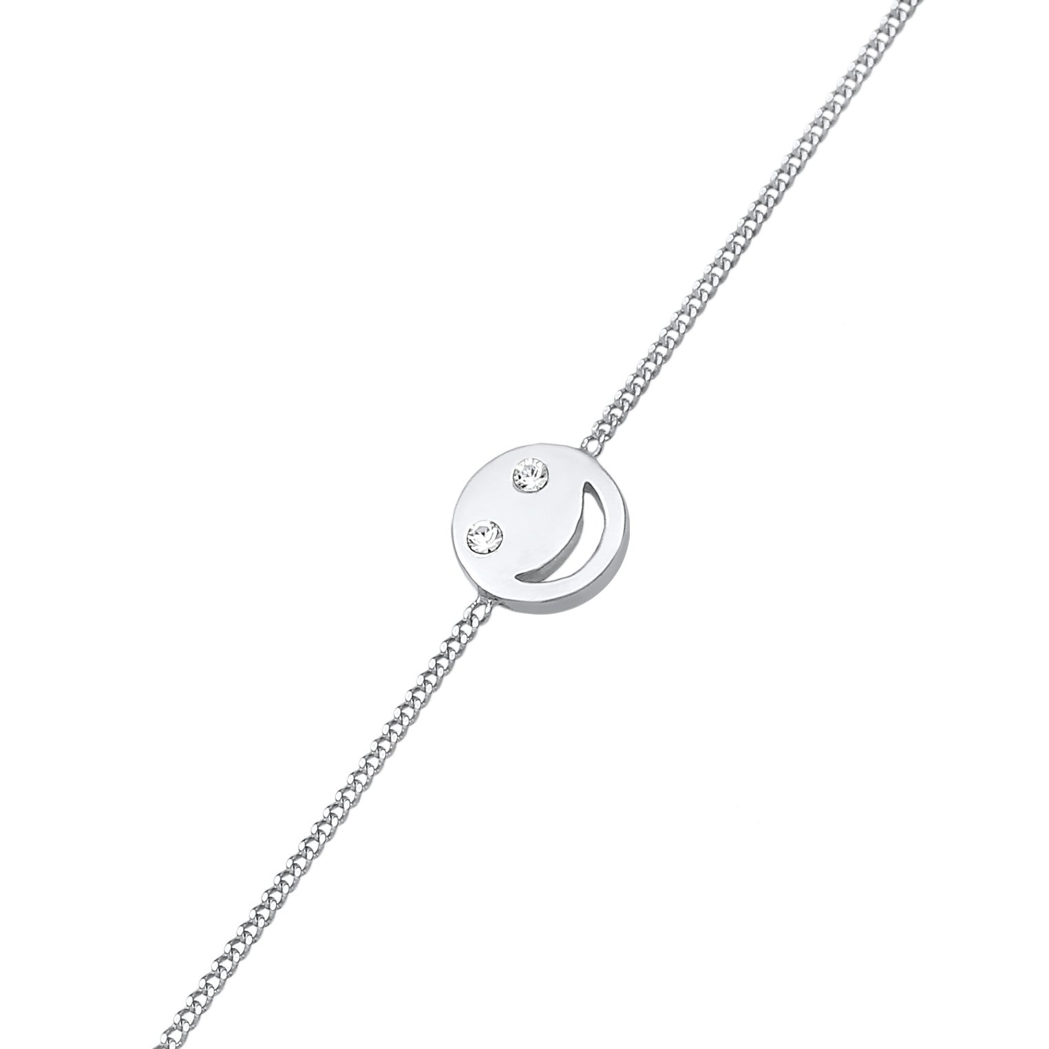 Silber - Elli | Armband mit Smiling Face | Kristall (Weiß) | 925er Sterling Silber