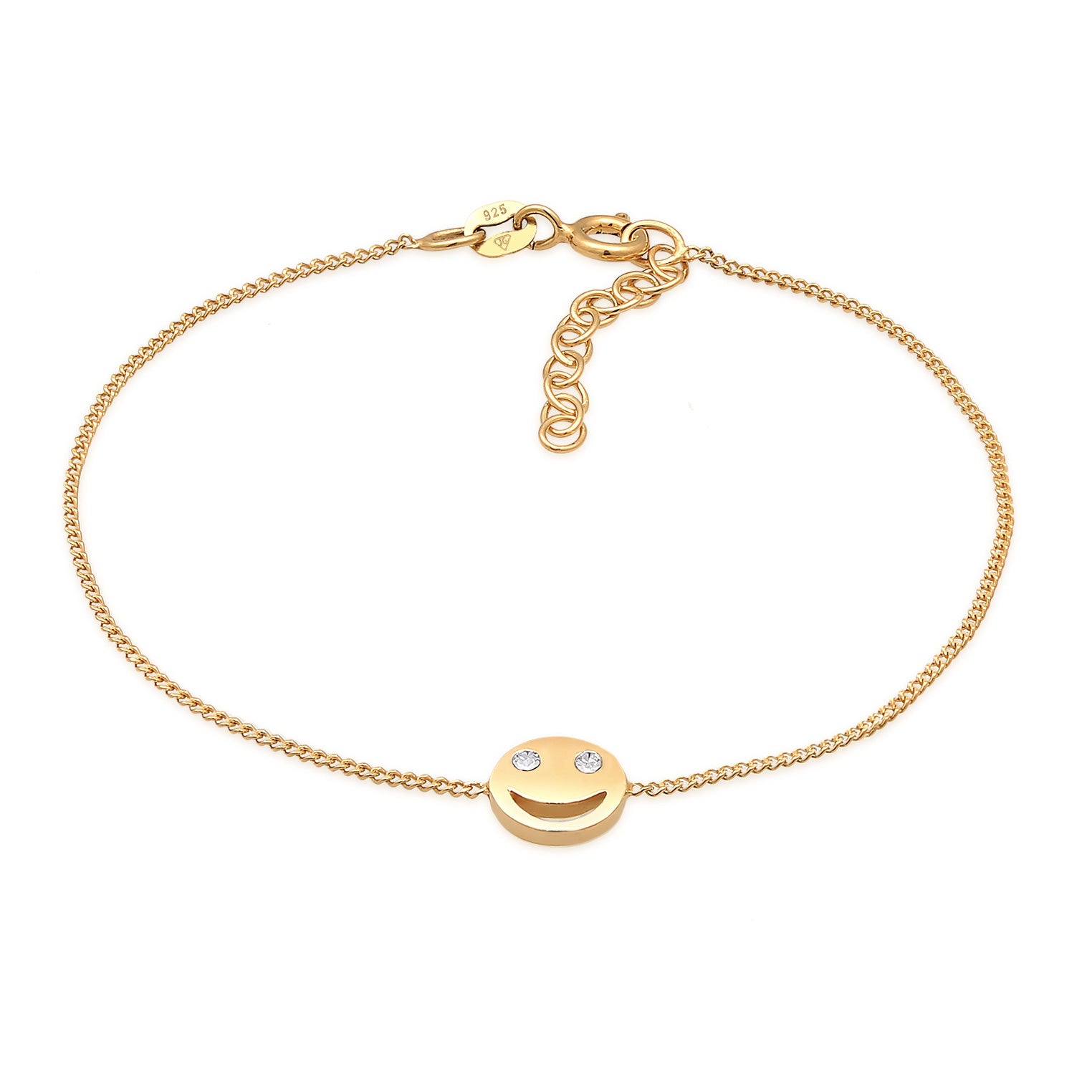 Gold - Elli | Armband Smiling | Mit Kristallen von Swarovski® (Weiß) | 925er Sterling Silber