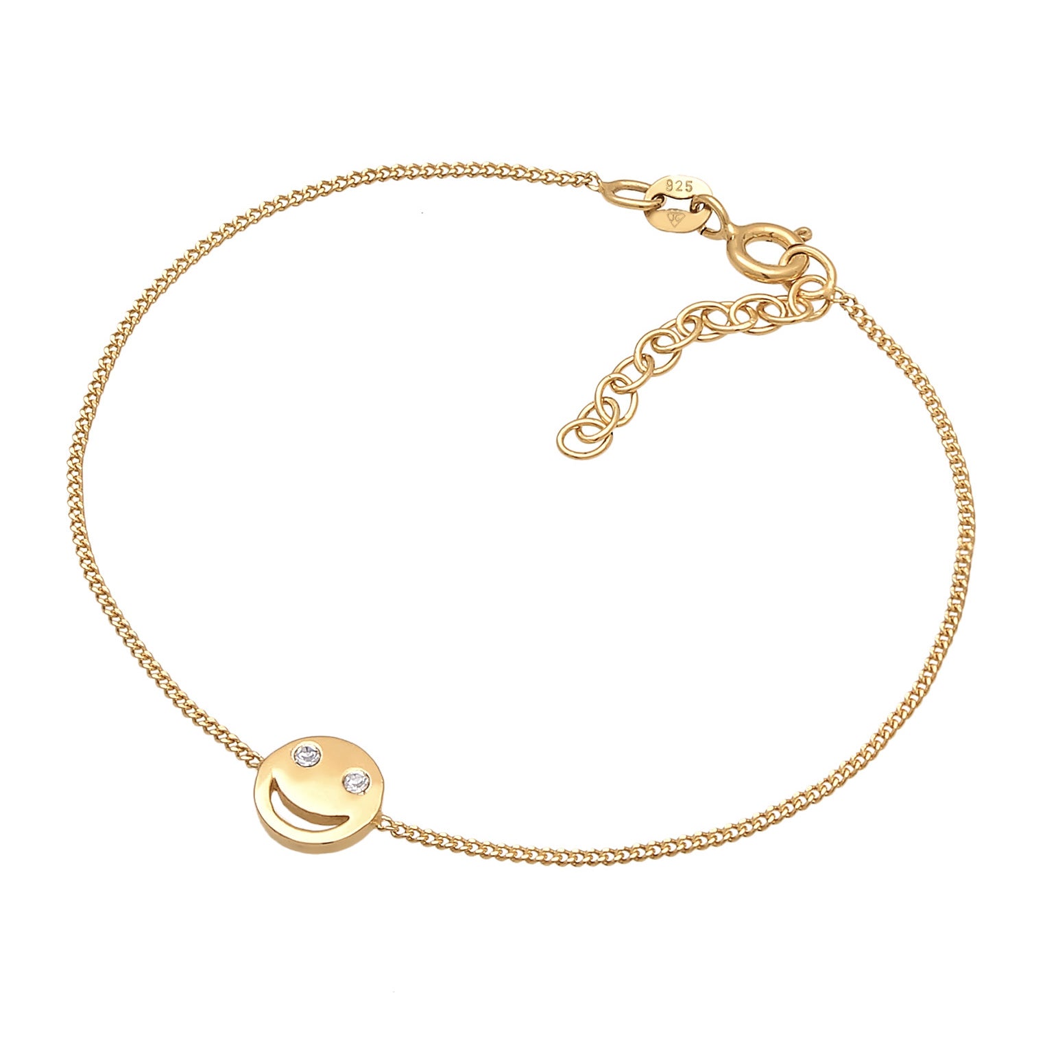 Gold - Elli | Armband Smiling | Kristall (Weiß) | 925er Sterling Silber