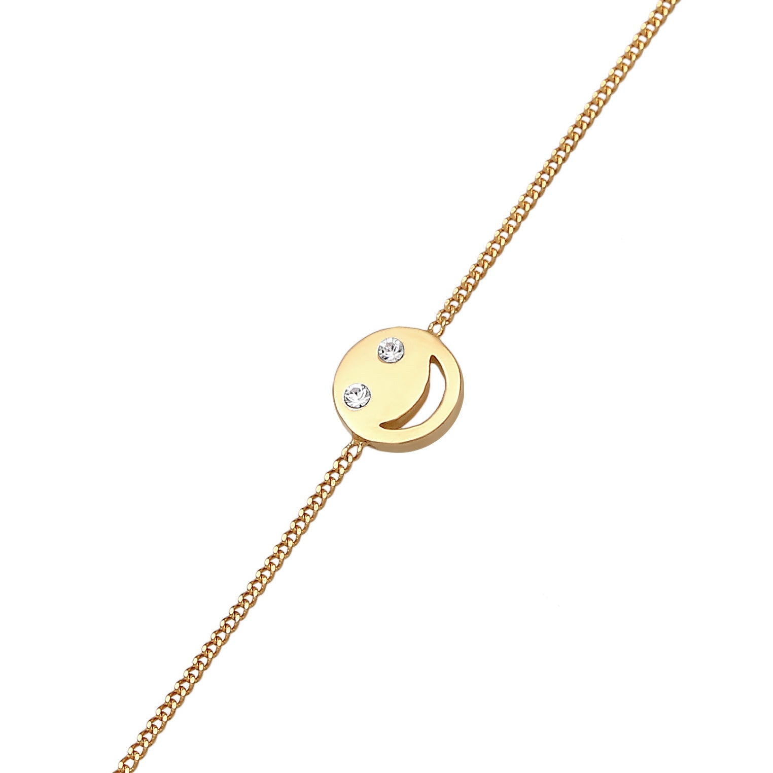 Gold - Elli | Armband Smiling | Kristall (Weiß) | 925er Sterling Silber