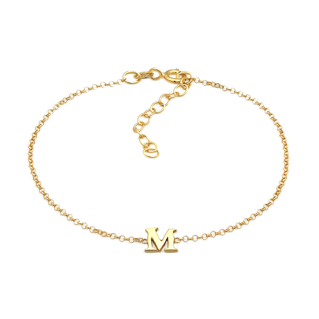 Gold - Elli | Armband Buchstabe M | 925er Sterling Silber Vergoldet