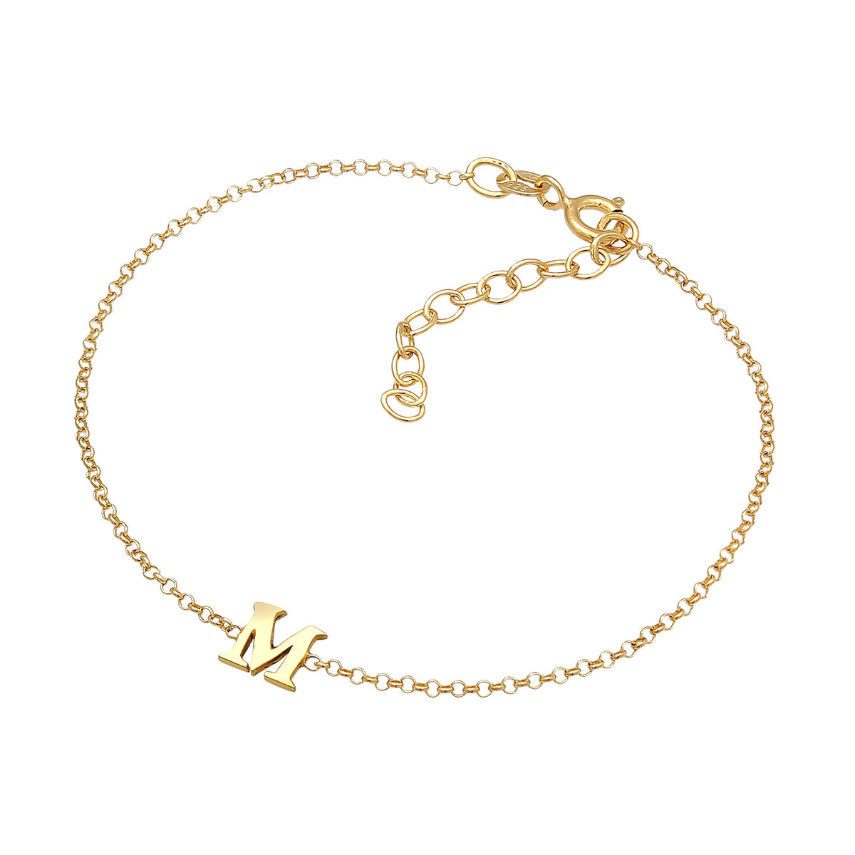 Gold - Elli | Armband Buchstabe M | 925er Sterling Silber Vergoldet