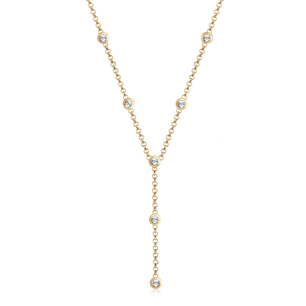 Gold - Elli | Y-Halskette | Mit Kristallen von Swarovski® (Weiß) | 925er Sterling Silber Vergoldet