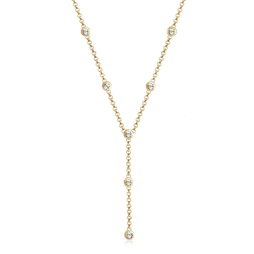 Gold - Elli | Y-Halskette | Mit Kristallen von Swarovski® (Weiß) | 925er Sterling Silber Vergoldet