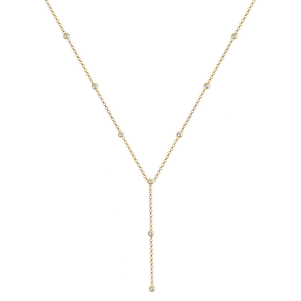 Gold - Elli | Y-Halskette | Mit Kristallen von Swarovski® (Weiß) | 925er Sterling Silber Vergoldet