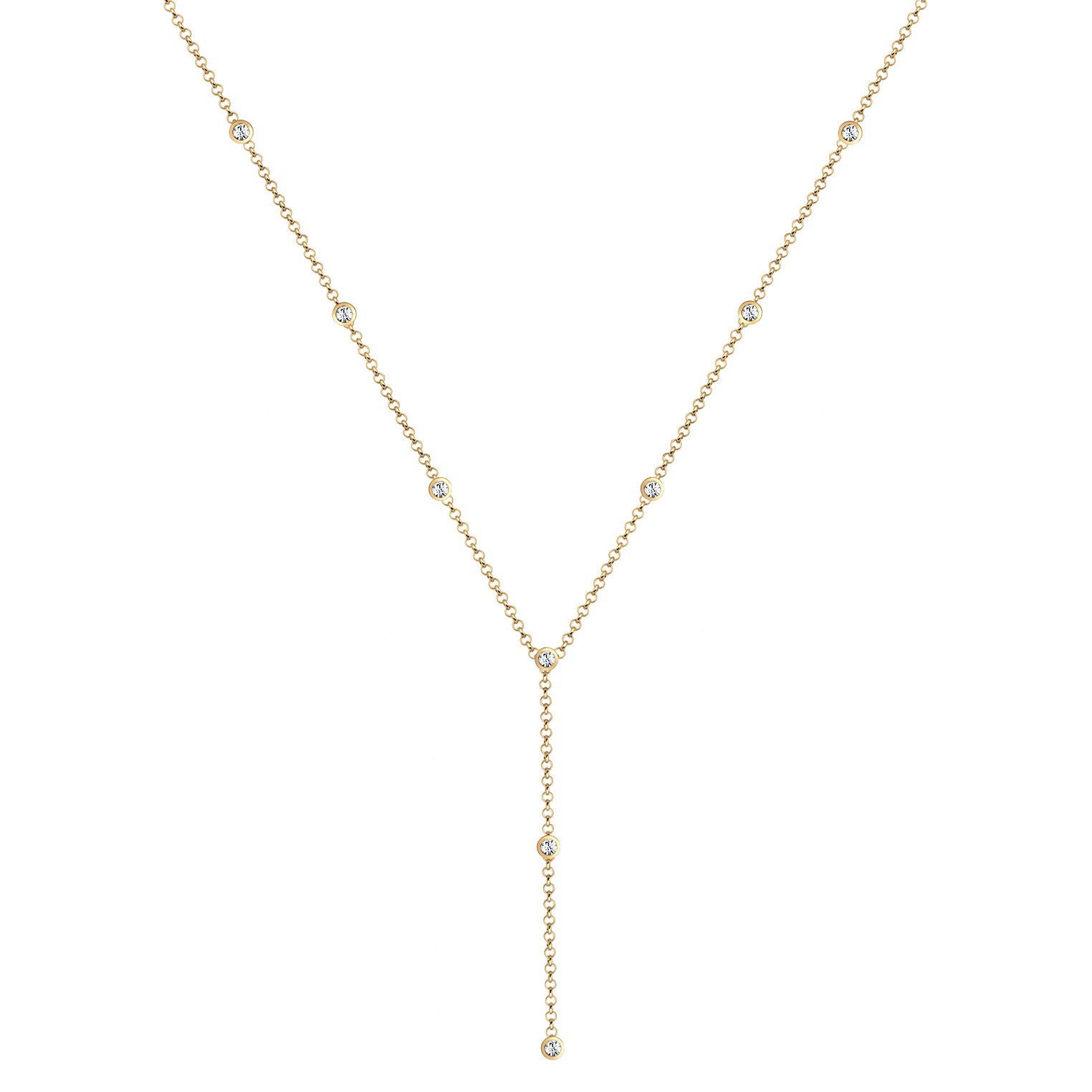 Gold - Elli | Y-Halskette | Mit Kristallen von Swarovski® (Weiß) | 925er Sterling Silber Vergoldet