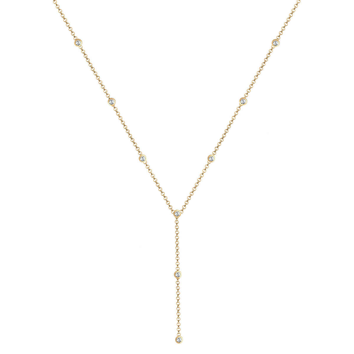 Gold - Elli | Y-Halskette | Mit Kristallen von Swarovski® (Weiß) | 925er Sterling Silber Vergoldet