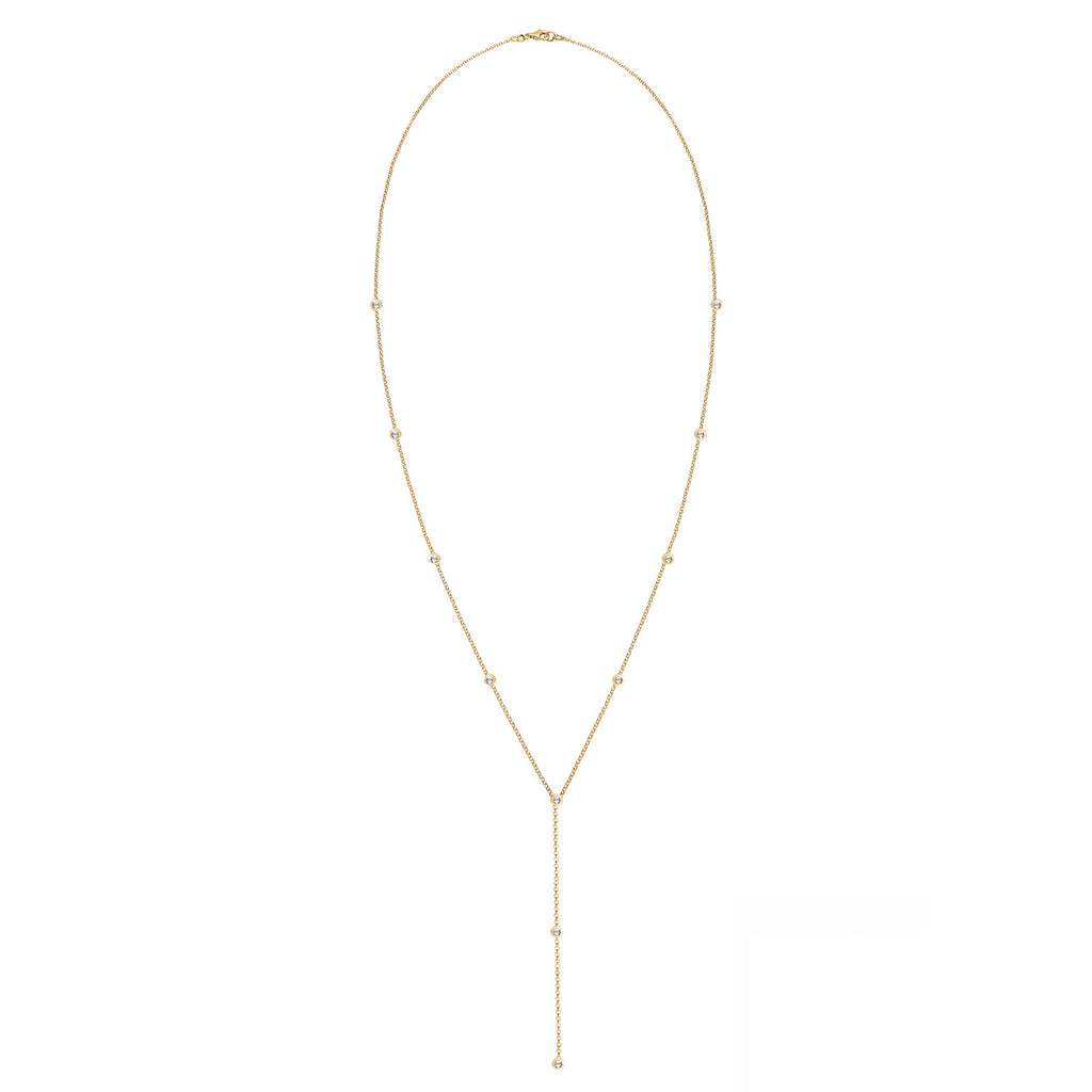 Gold - Elli | Y-Halskette | Mit Kristallen von Swarovski® (Weiß) | 925er Sterling Silber Vergoldet