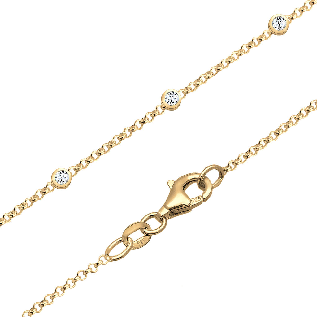 Gold - Elli | Y-Halskette | Mit Kristallen von Swarovski® (Weiß) | 925er Sterling Silber Vergoldet