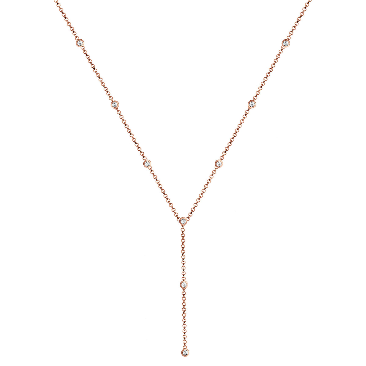 Roségold - Elli | Y-Halskette | Mit Kristallen von Swarovski® (Weiß) | 925er Sterling Silber Rosévergoldet