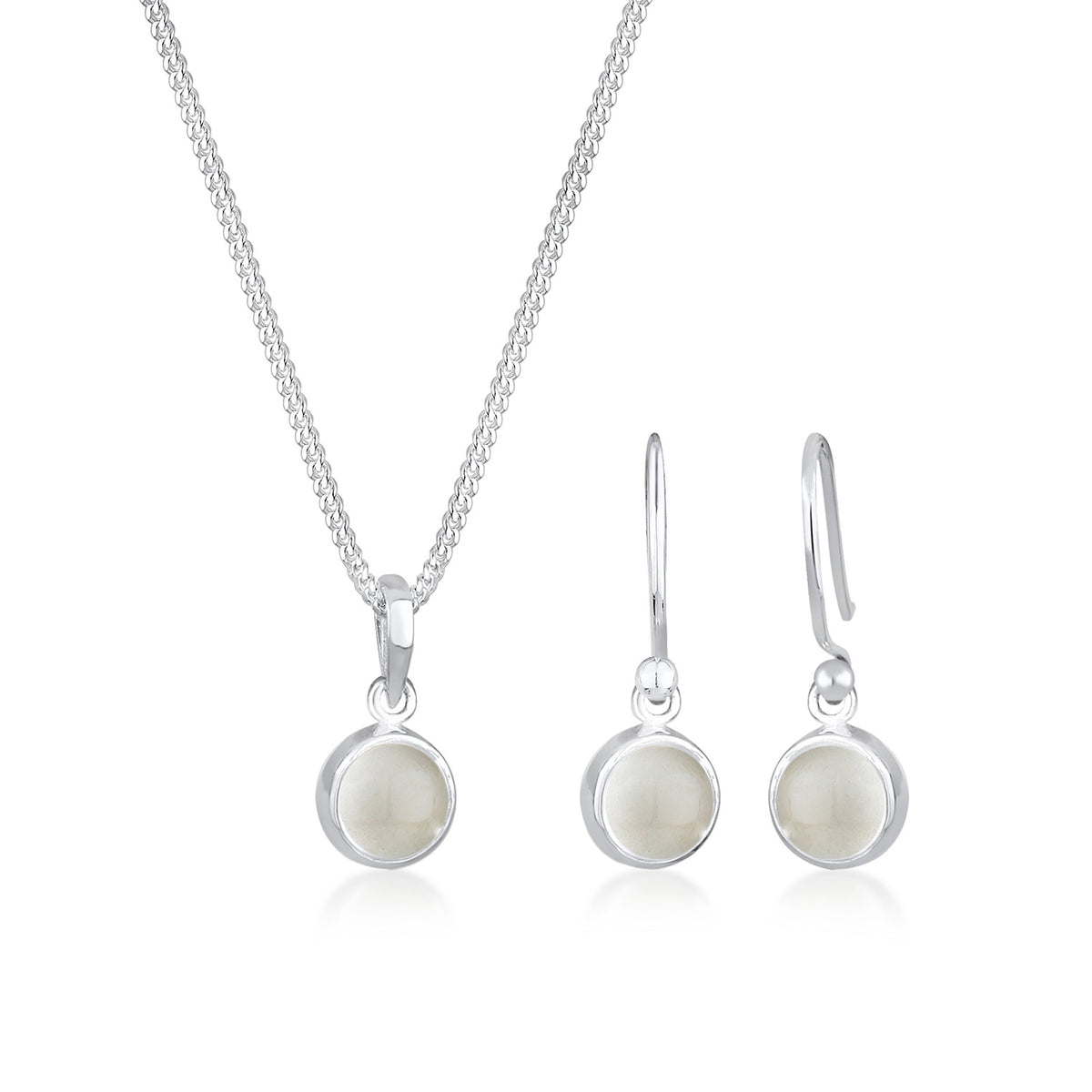 Silber - Elli | Schmuckset  | Mondstein (Weiß) | 925 Sterling Silber