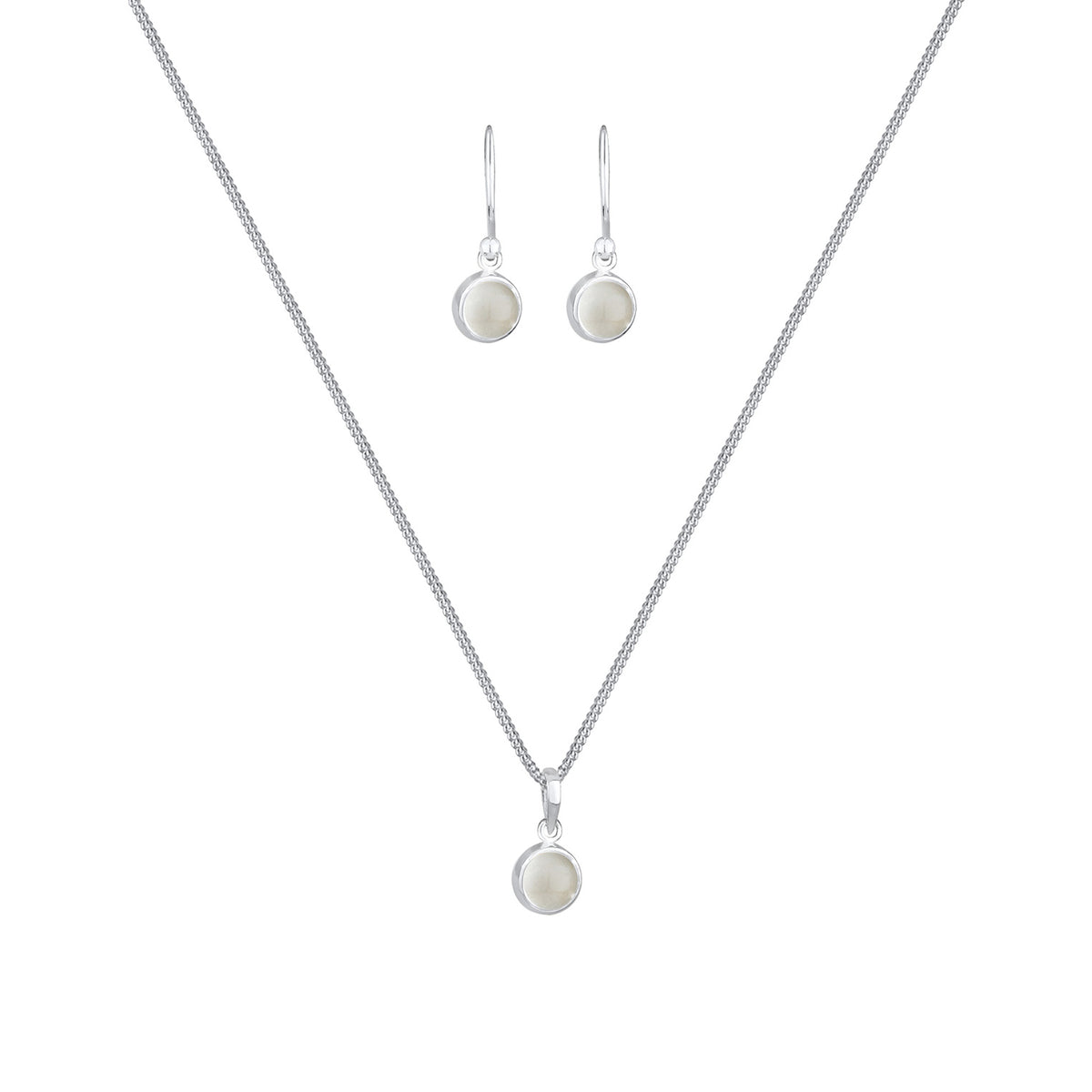 Silber - Elli | Schmuckset  | Mondstein (Weiß) | 925 Sterling Silber