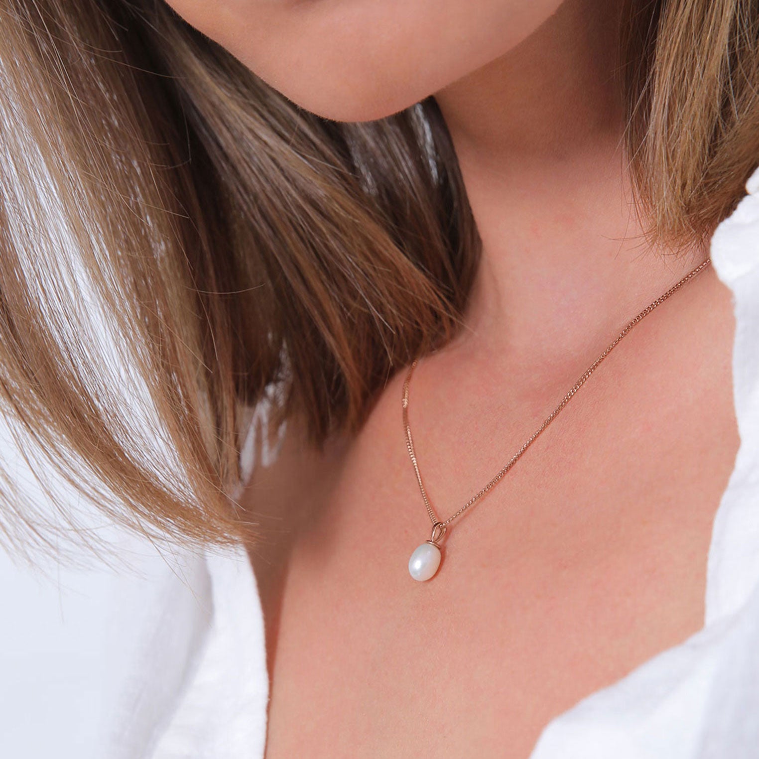 Roségold - Elli | Halskette | Süßwasserperle | 925 Sterling Silber Rosévergoldet