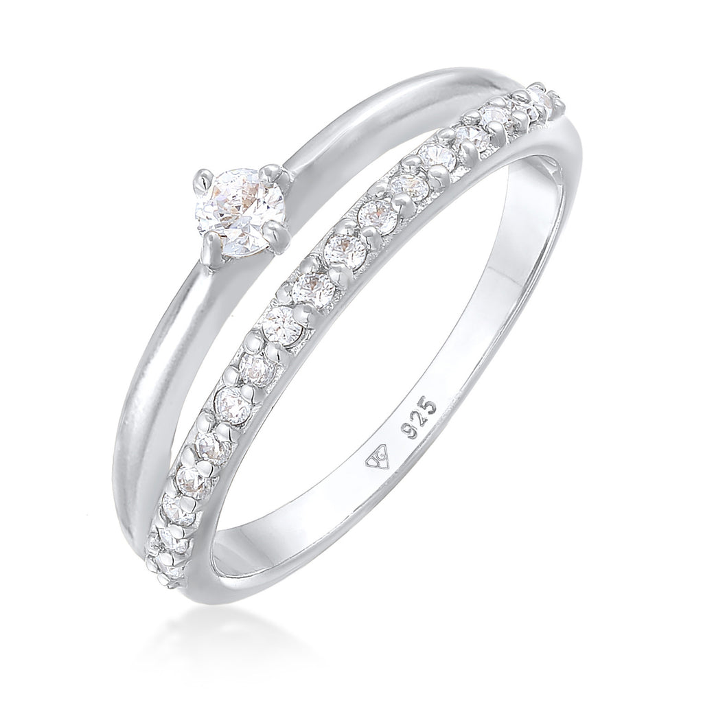 Silber - Elli | Ring Solitär | Zirkonia (Weiß) | 925er Sterling Silber