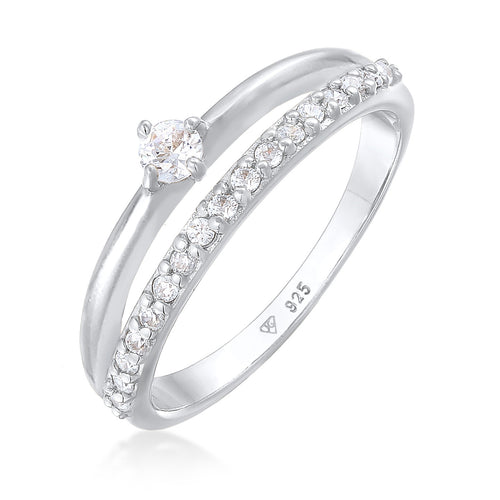 Silber - Elli | Ring Solitär | Zirkonia (Weiß) | 925er Sterling Silber