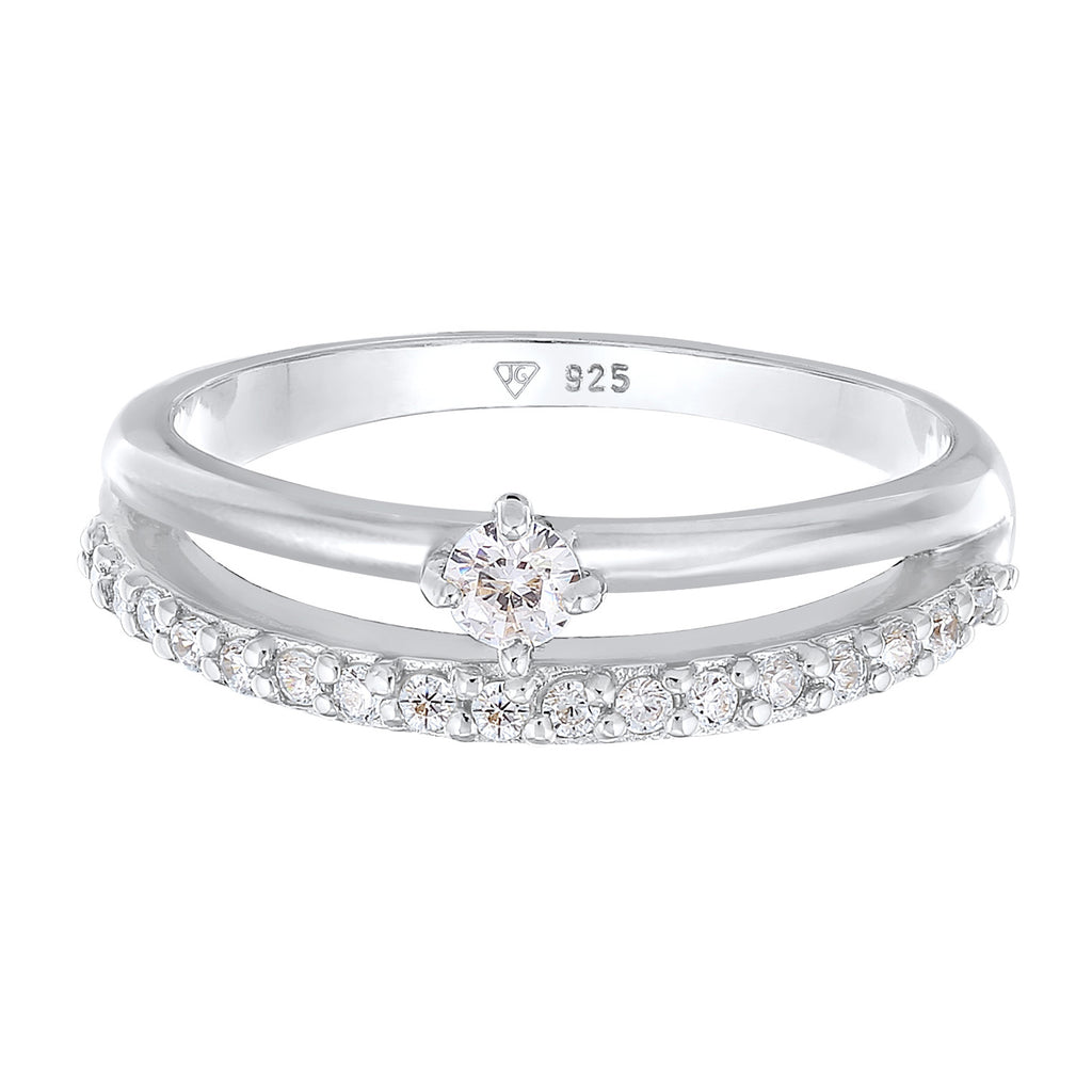 Silber - Elli | Ring Solitär | Zirkonia (Weiß) | 925er Sterling Silber
