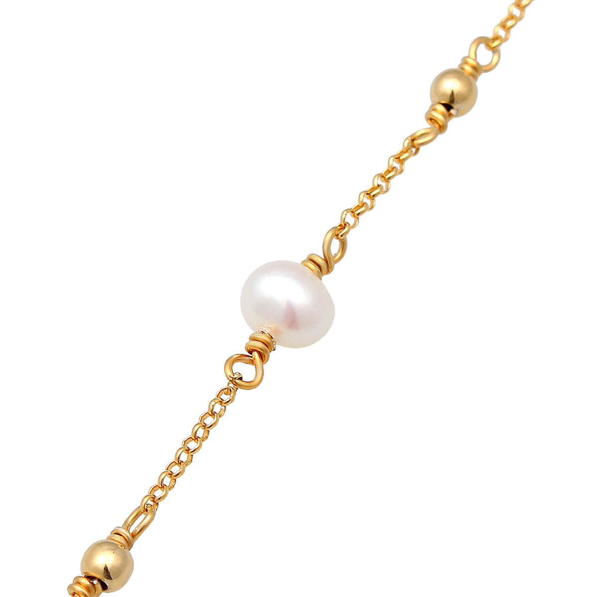 Gold - Elli | Armband  | Süßwasserzuchtperle | 925er Sterling Silber Vergoldet