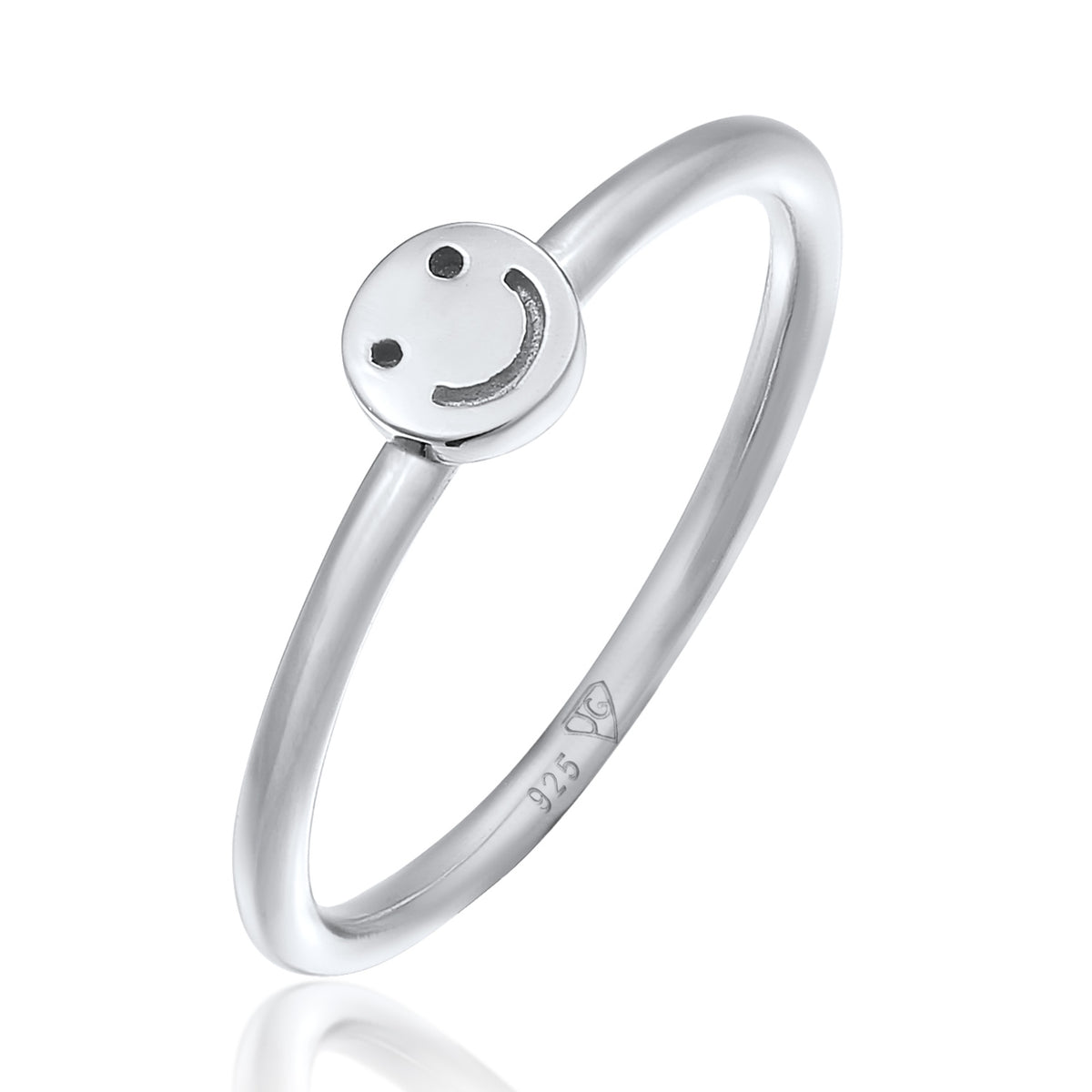 Silber - Elli | Pinky Ring mit Smiling Face | 925er Sterling Silber