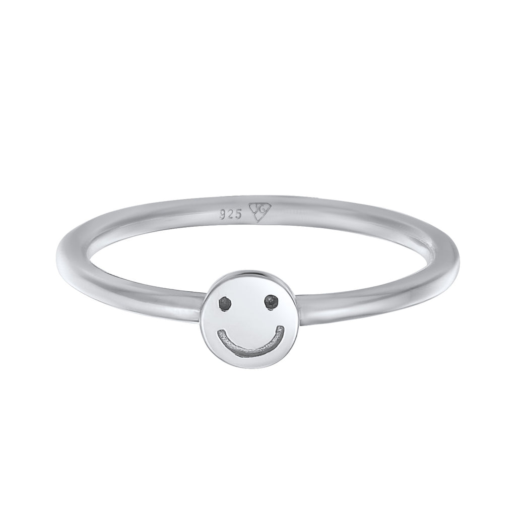 Silber - Elli | Pinky Ring mit Smiling Face | 925er Sterling Silber