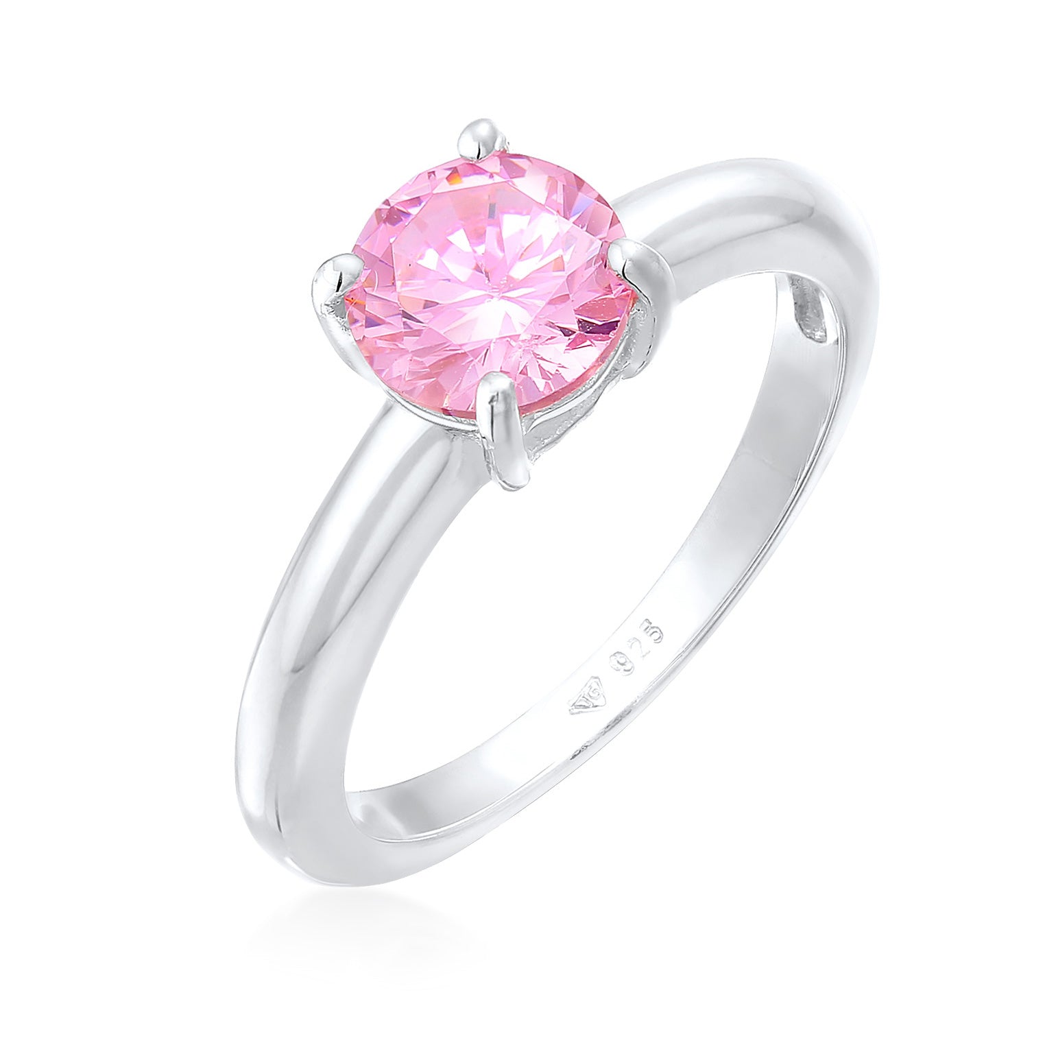Pink - Elli | Solitär-Ring | Zirkonia (Pink) | 925er Sterling Silber