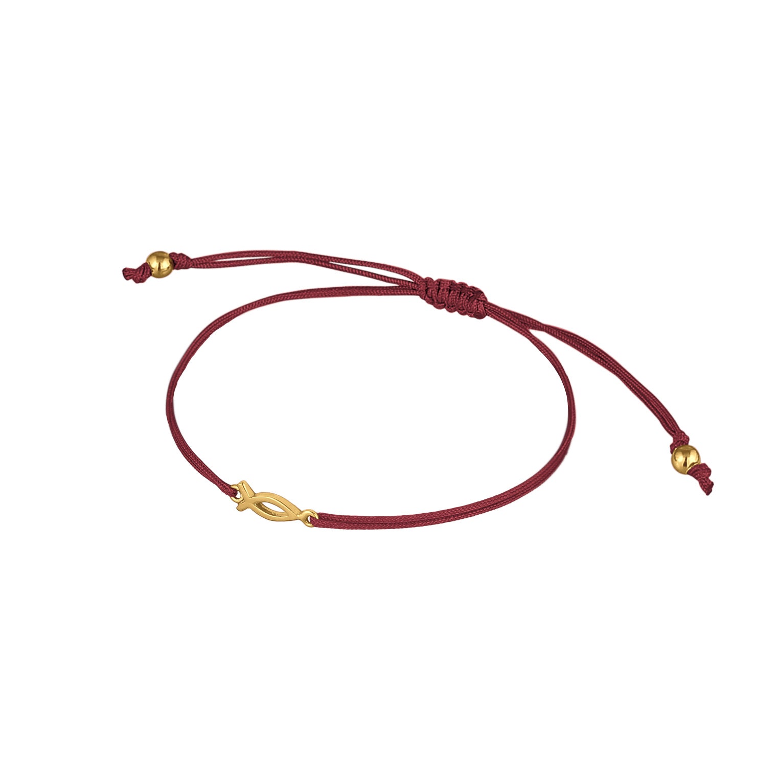 Gold - Elli | Armband Fisch | Nylon (Rot) | 925er Sterling Silber Vergoldet