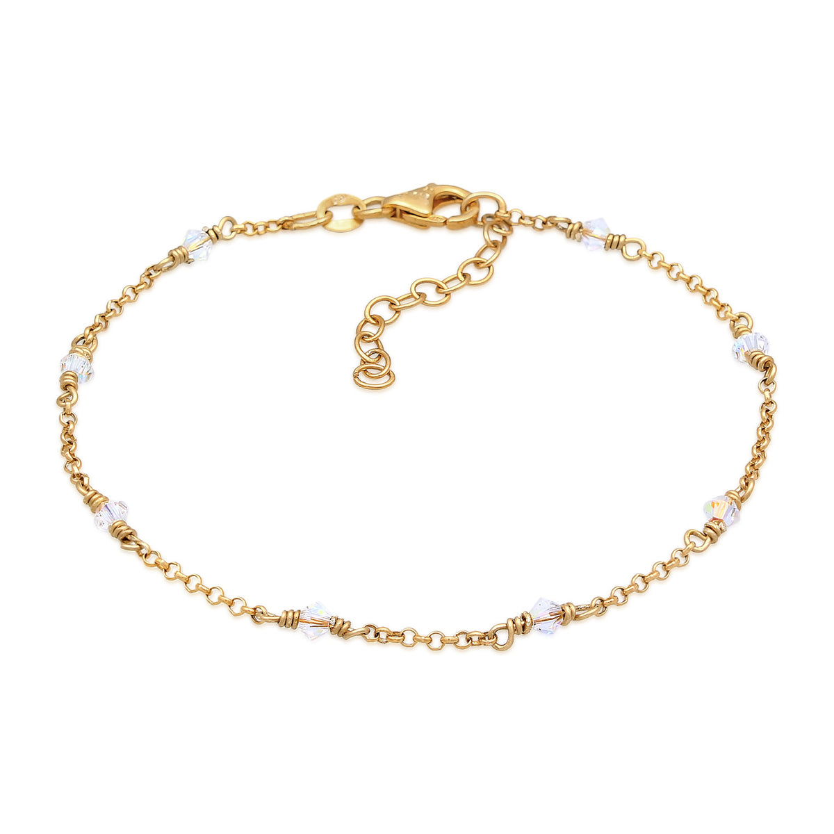 Gold - Elli | Armband | Kristall (Weiß) | 925er Sterling Silber Vergoldet