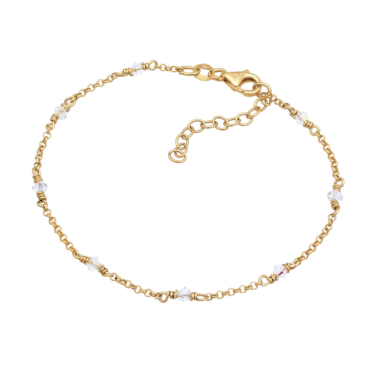 Gold - Elli | Armband | Kristall (Weiß) | 925er Sterling Silber Vergoldet