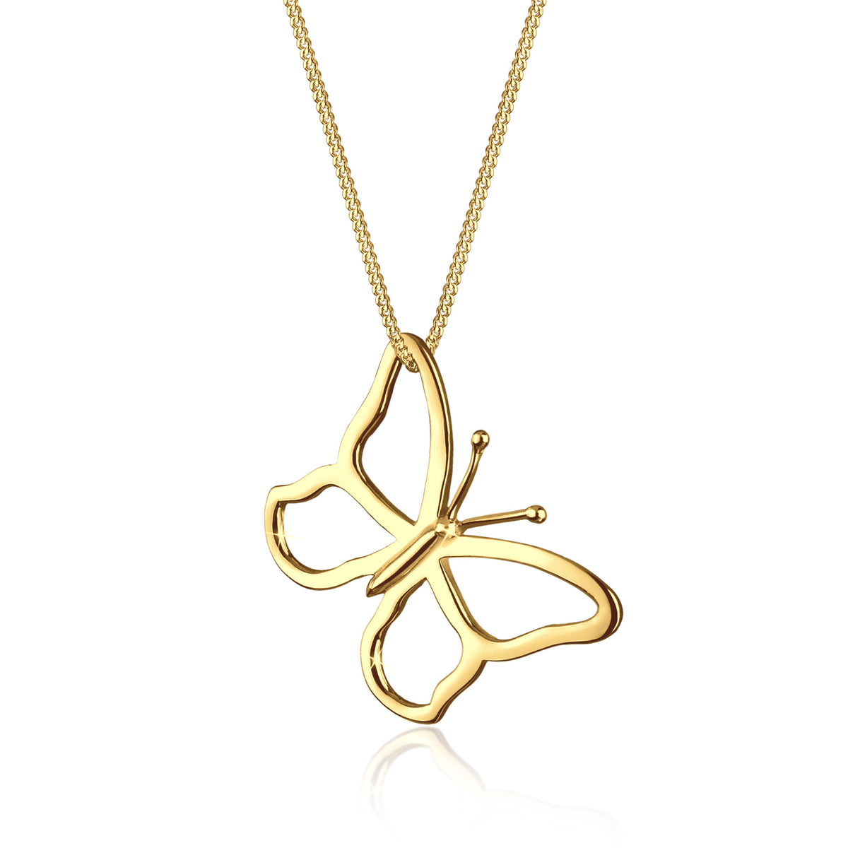 Gold - Elli | Lange Halskette Schmetterling | 925er Sterling Silber Vergoldet