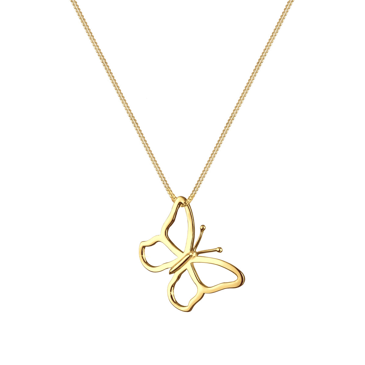 Gold - Elli | Lange Halskette Schmetterling | 925er Sterling Silber Vergoldet