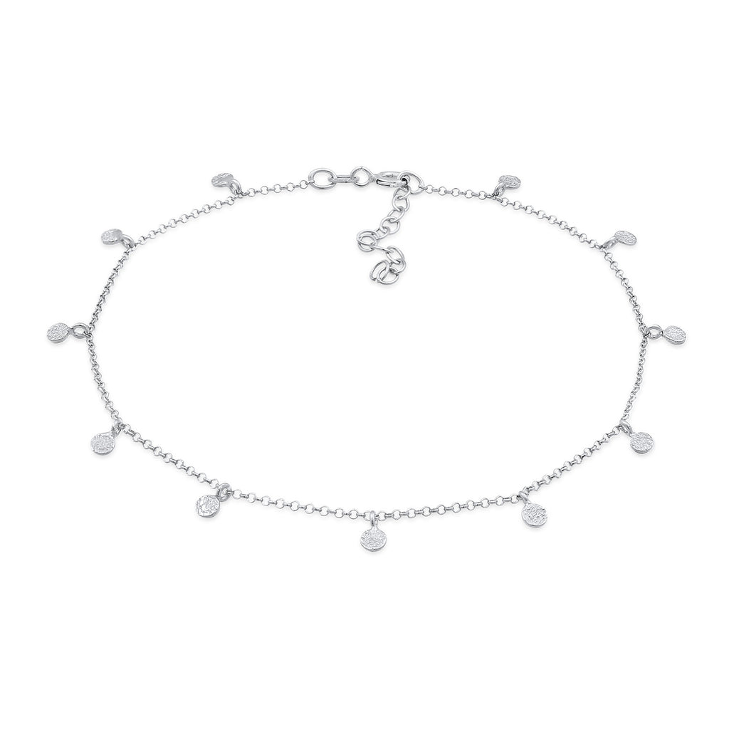 Silber - Elli | Fußkettchen Plättchen Organic | 925er Sterling Silber