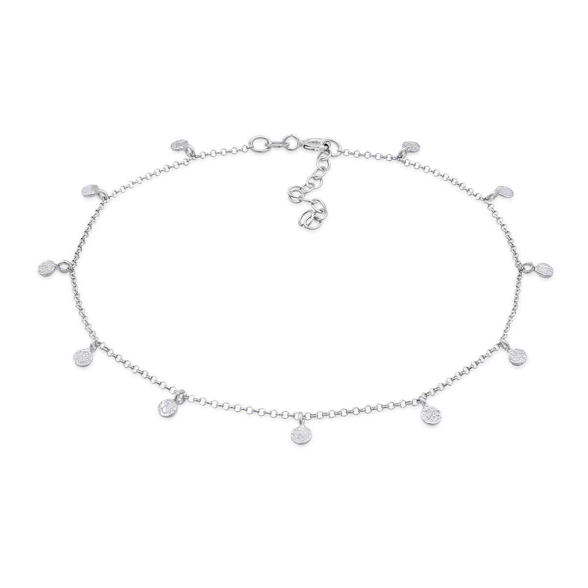 Silber - Elli | Fußkettchen Plättchen Organic | 925er Sterling Silber