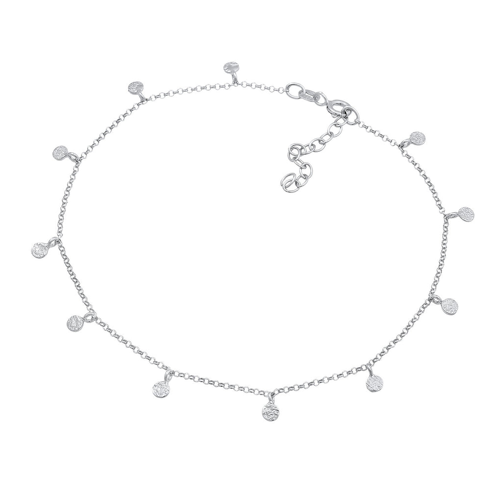 Silber - Elli | Fußkettchen Plättchen Organic | 925er Sterling Silber