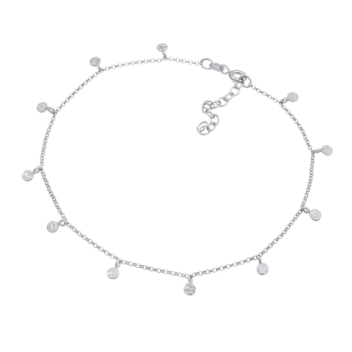 Silber - Elli | Fußkettchen Plättchen Organic | 925er Sterling Silber