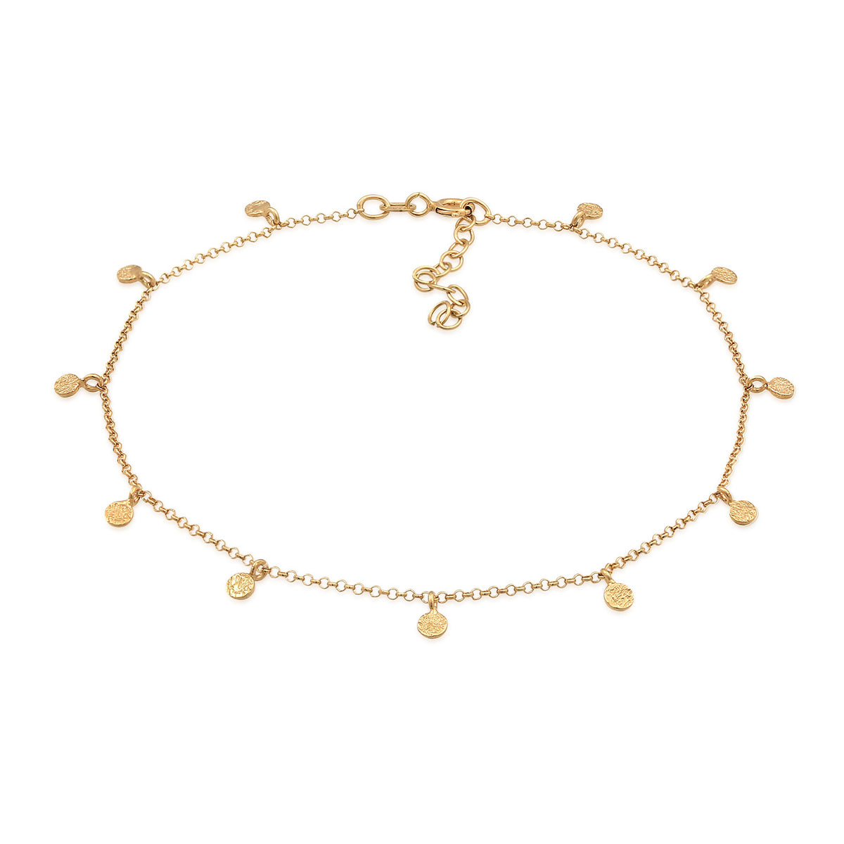 Gold - Elli | Fußkettchen Plättchen Organic | 925er Sterling Silber