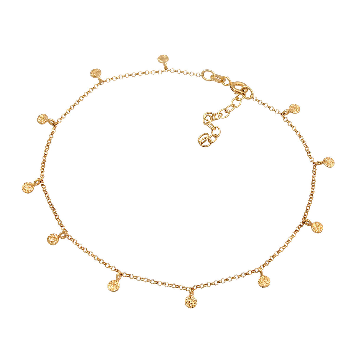 Gold - Elli | Fußkettchen Plättchen Organic | 925er Sterling Silber