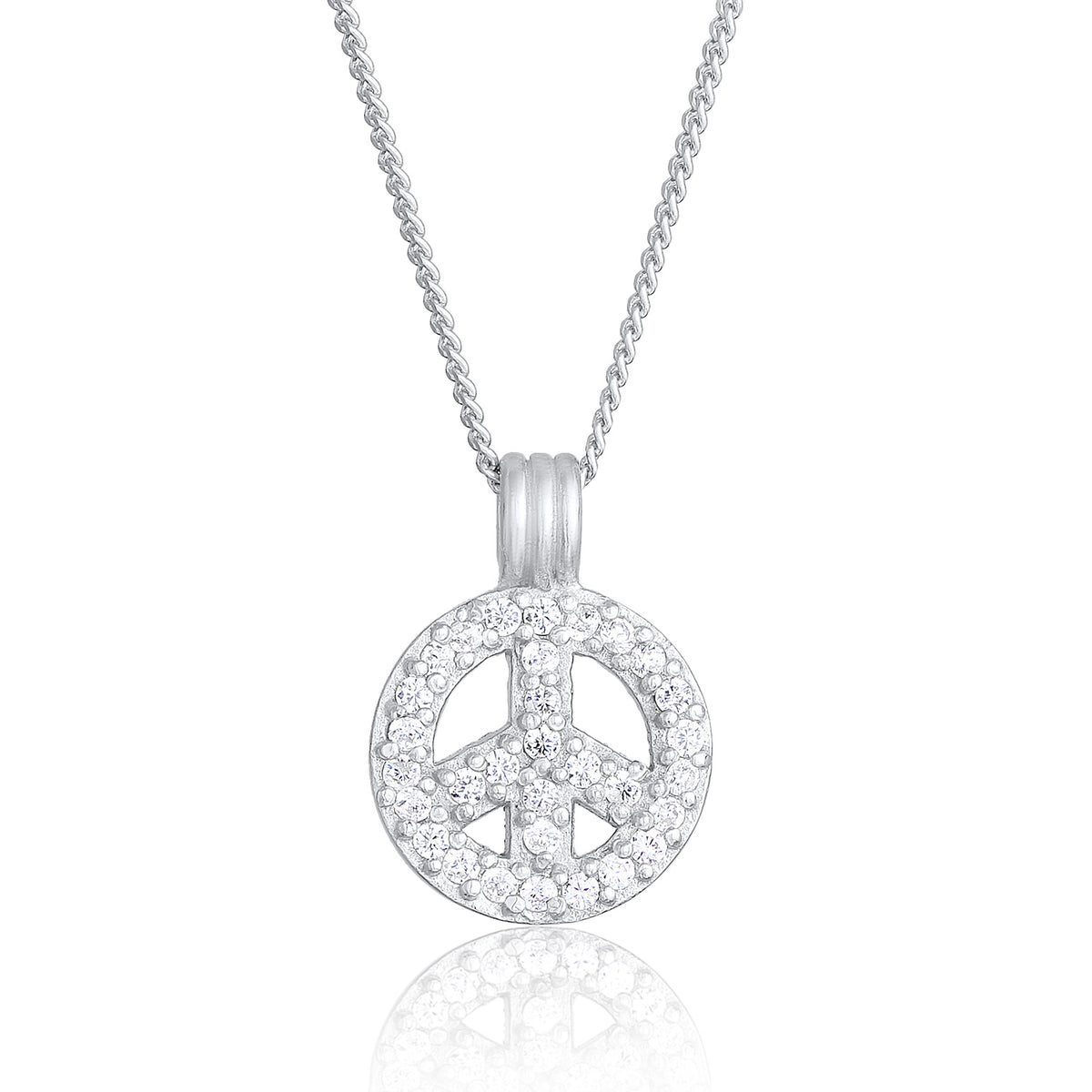 Silber - Elli | Halskette Peace | Zirkonia (Weiß) | 925er Sterling Silber