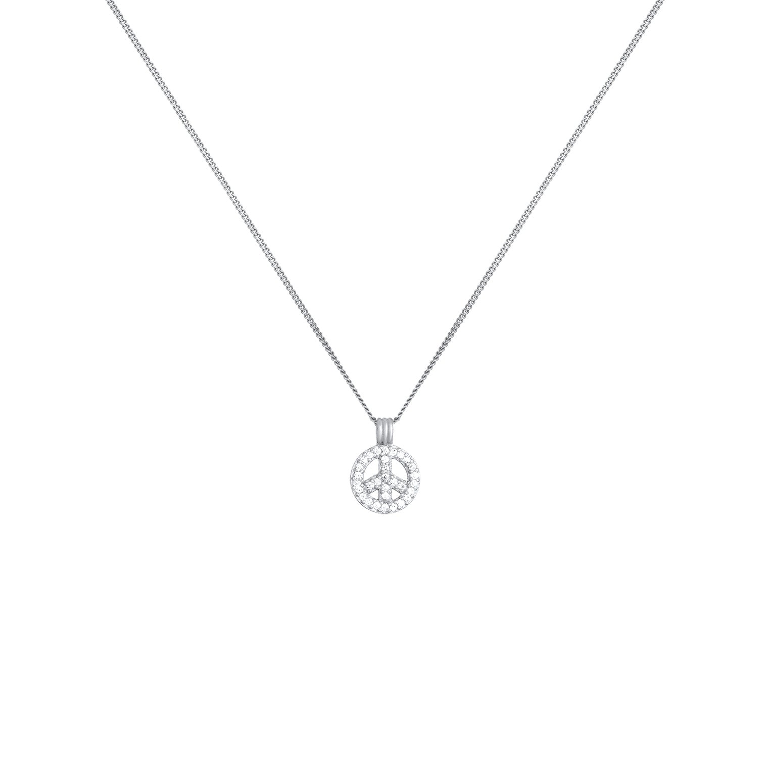 Silber - Elli | Halskette Peace | Zirkonia (Weiß) | 925er Sterling Silber