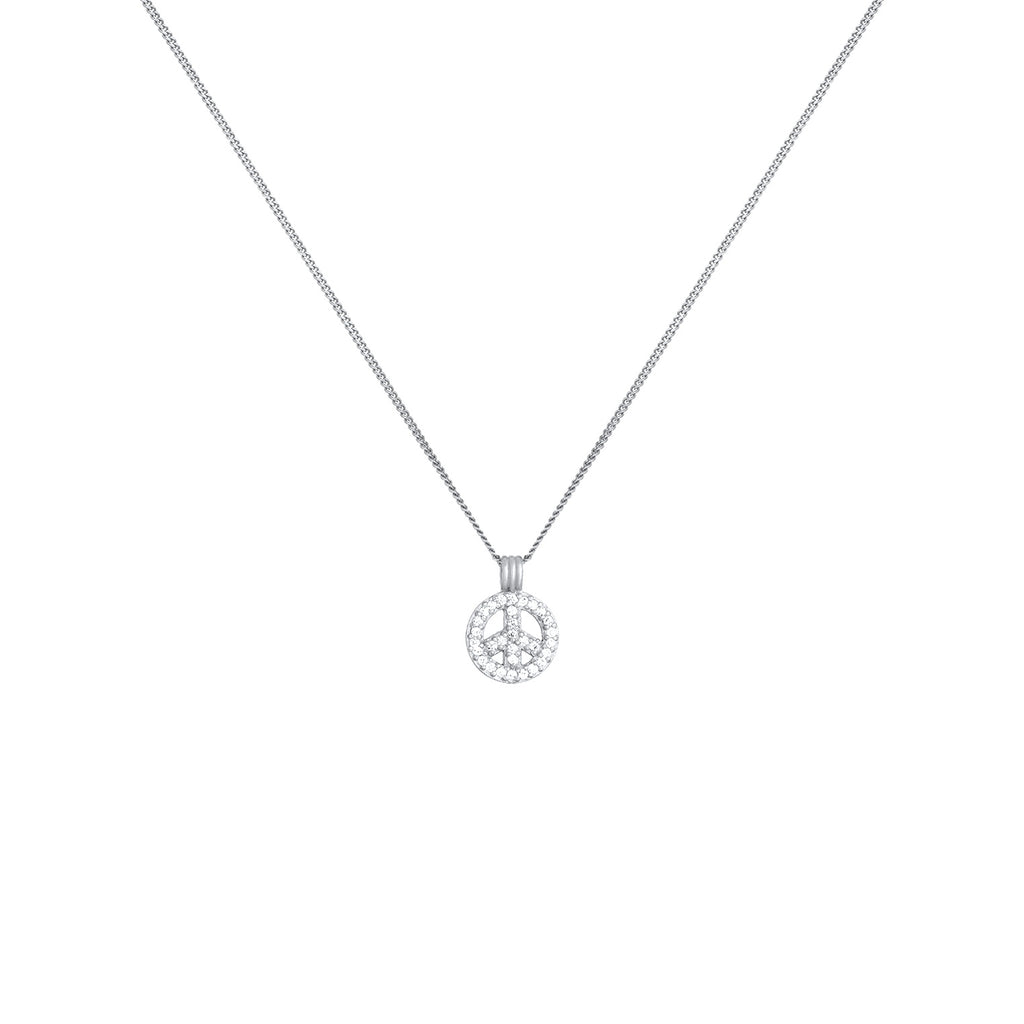 Silber - Elli | Halskette Peace | Zirkonia (Weiß) | 925er Sterling Silber