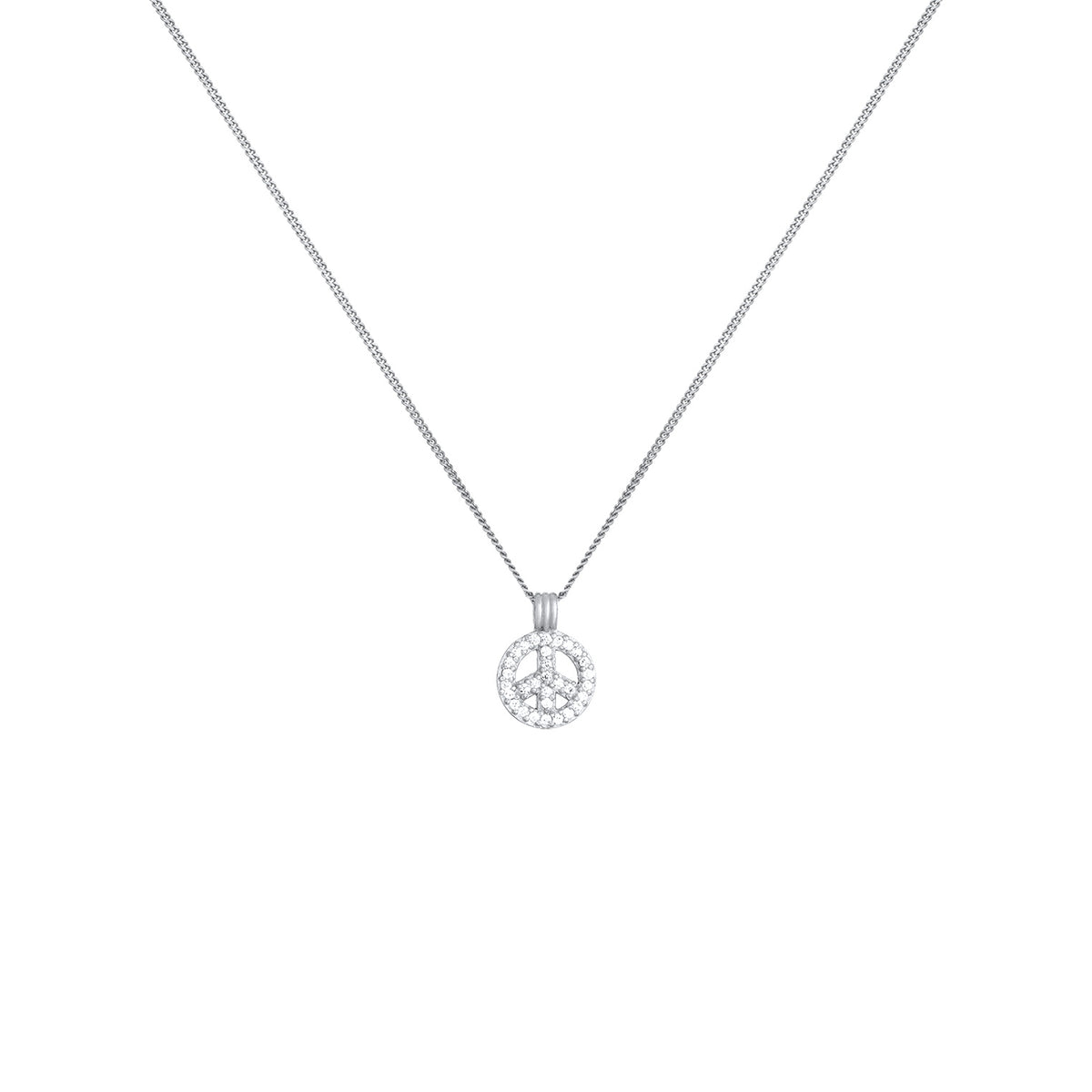 Silber - Elli | Halskette Peace | Zirkonia (Weiß) | 925er Sterling Silber