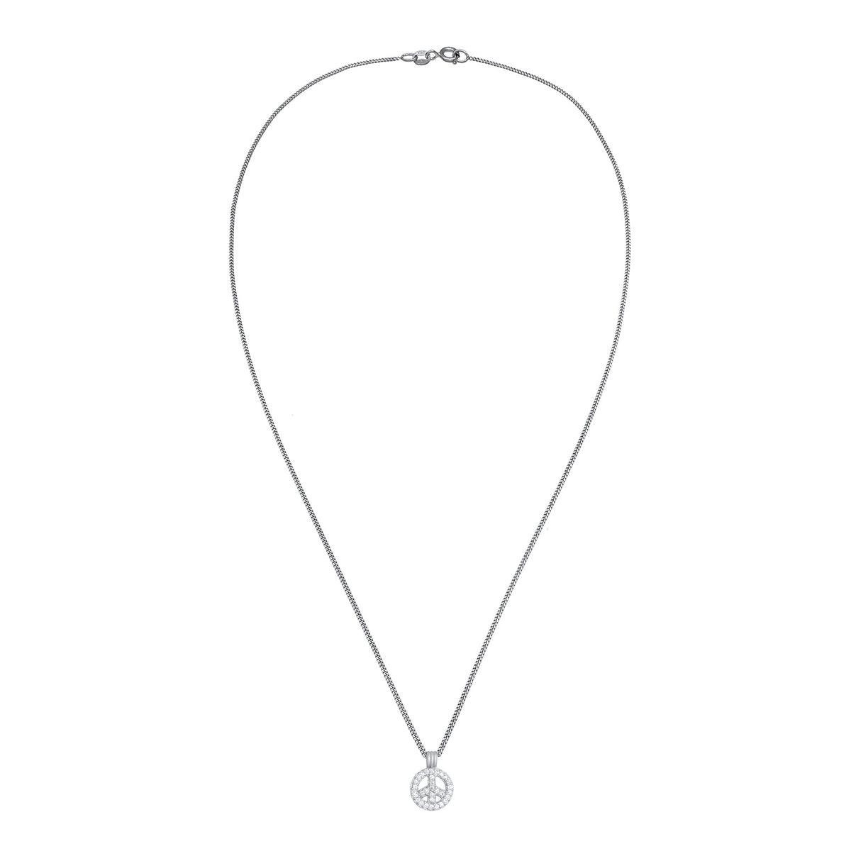 Silber - Elli | Halskette Peace | Zirkonia (Weiß) | 925er Sterling Silber