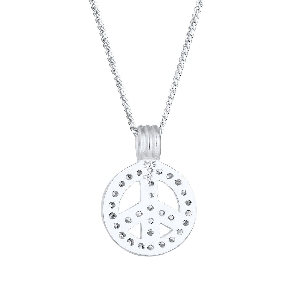 Silber - Elli | Halskette Peace | Zirkonia (Weiß) | 925er Sterling Silber