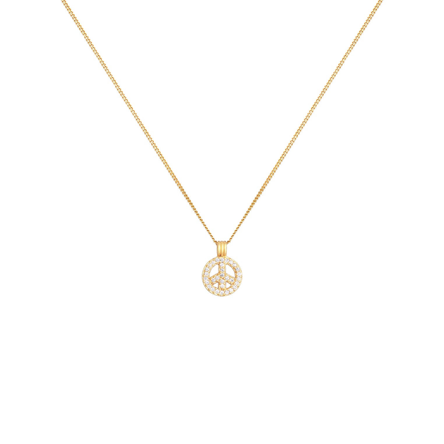 Gold - Elli | Halskette Peace | Zirkonia (Weiß) | 925er Sterling Silber vergoldet