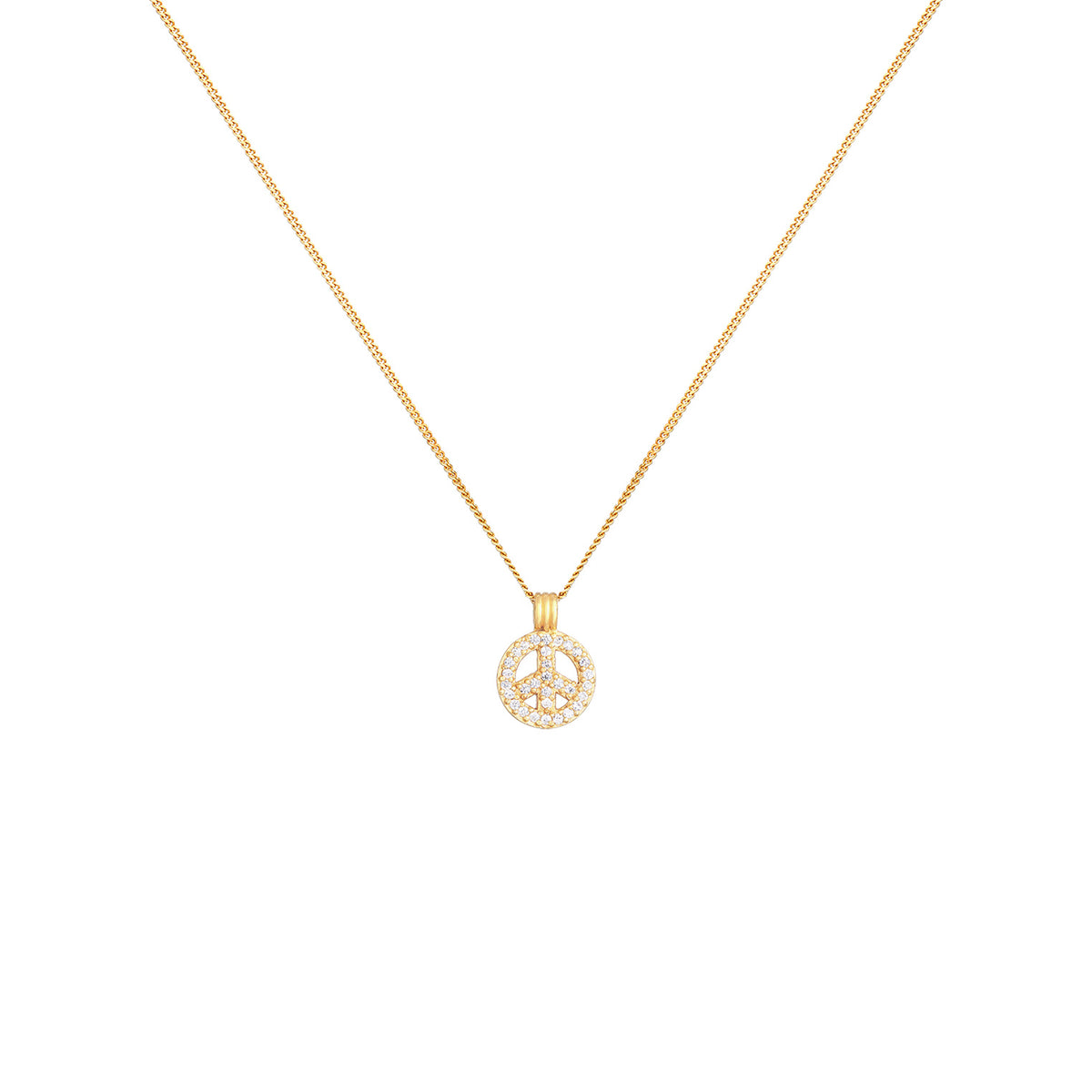 Gold - Elli | Halskette Peace | Zirkonia (Weiß) | 925er Sterling Silber vergoldet