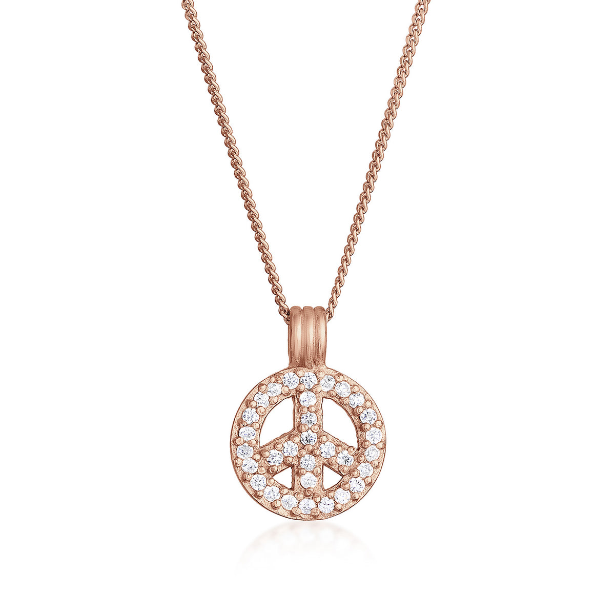 Roségold - Elli | Halskette Peace | Zirkonia (Weiß) | 925er Sterling Silber