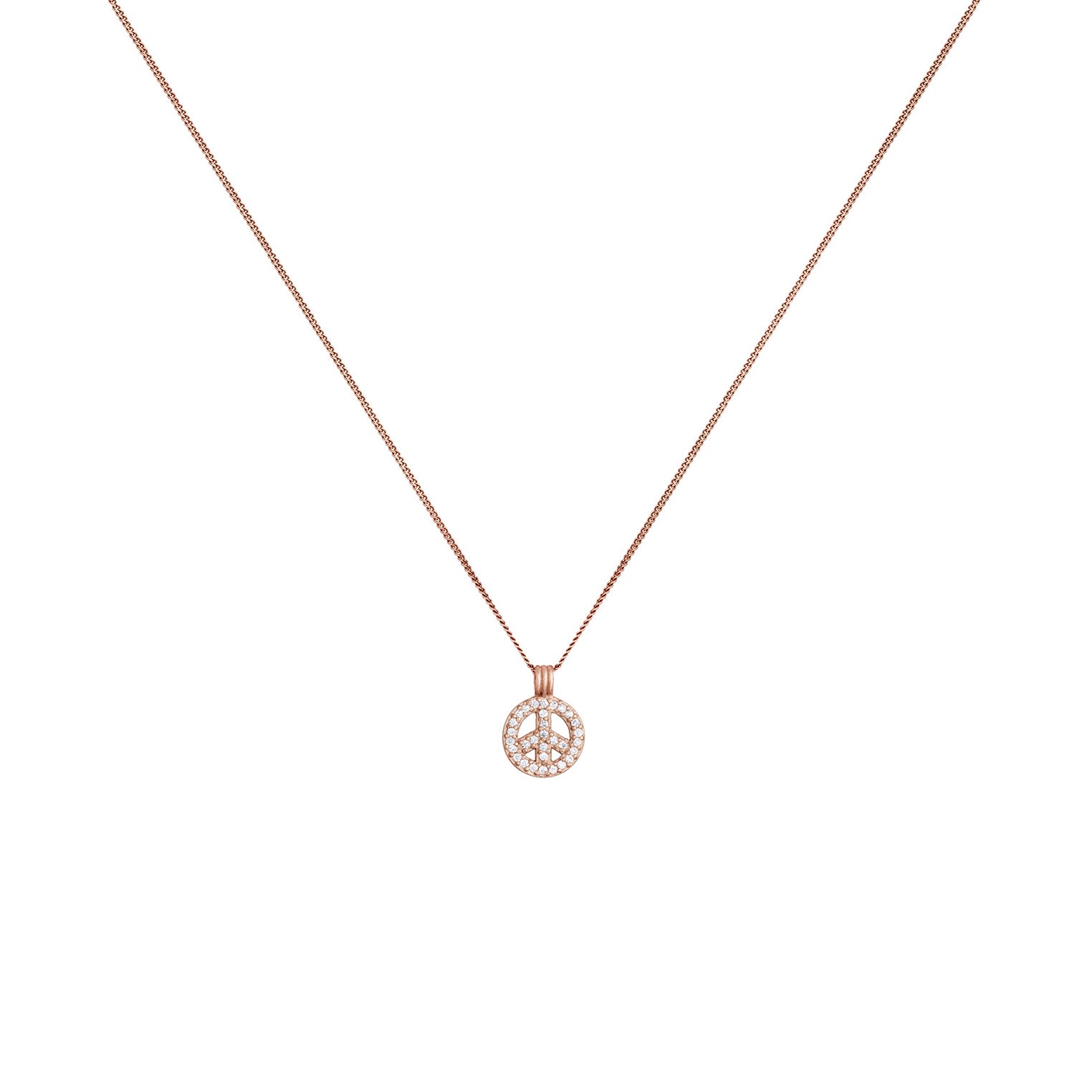 Roségold - Elli | Halskette Peace | Zirkonia (Weiß) | 925er Sterling Silber