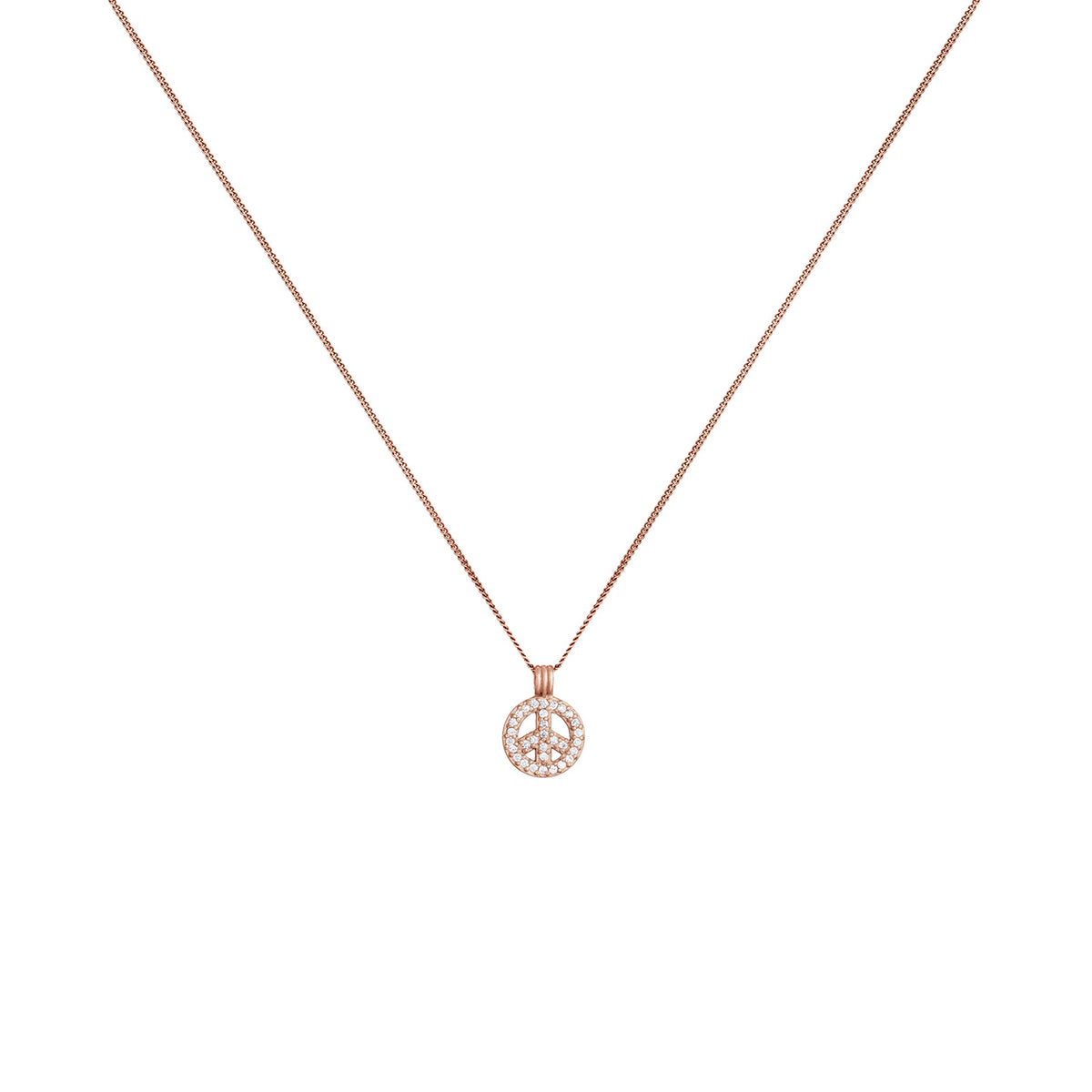 Roségold - Elli | Halskette Peace | Zirkonia (Weiß) | 925er Sterling Silber