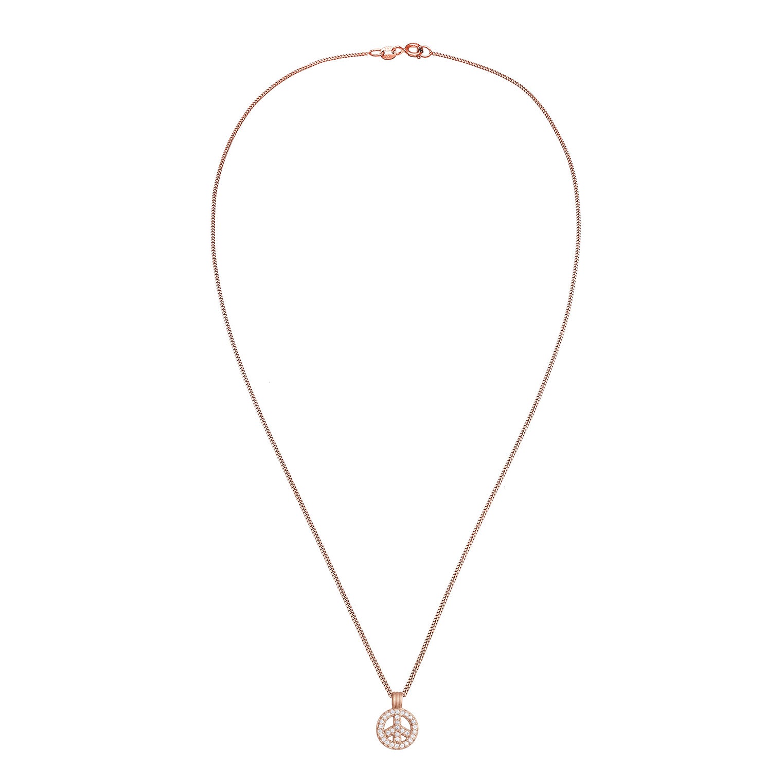 Roségold - Elli | Halskette Peace | Zirkonia (Weiß) | 925er Sterling Silber