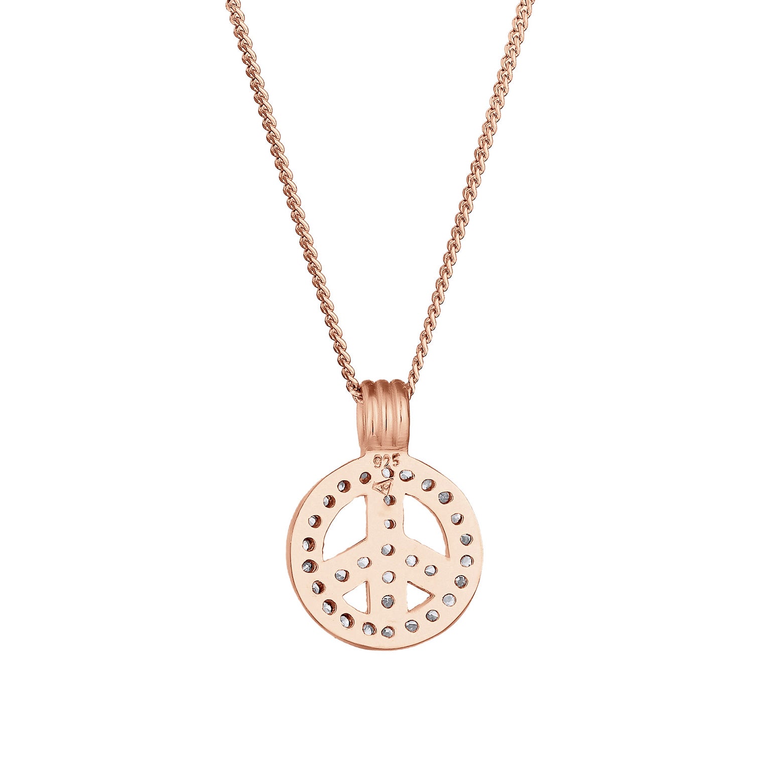 Roségold - Elli | Halskette Peace | Zirkonia (Weiß) | 925er Sterling Silber