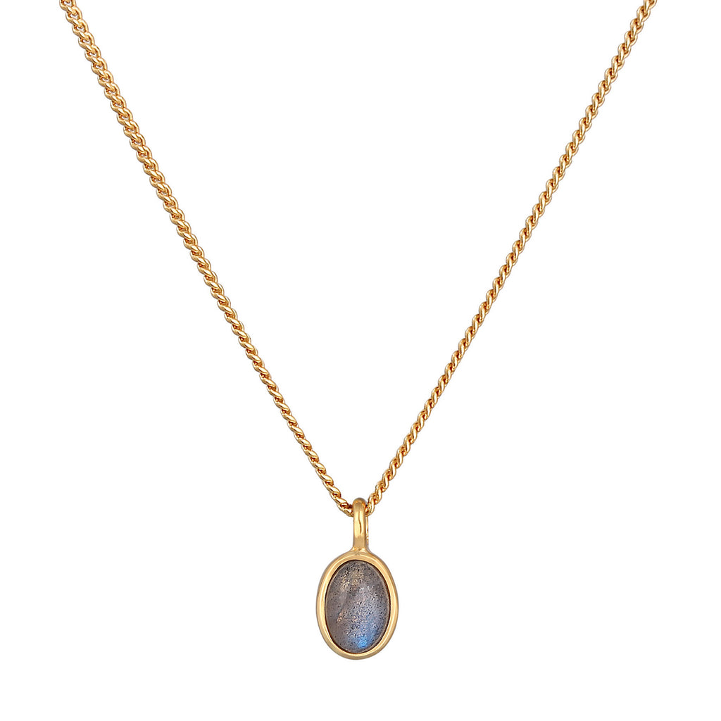 Gold - Elli PREMIUM | Halskette Oval | Labradorit | 375er Gelbgold