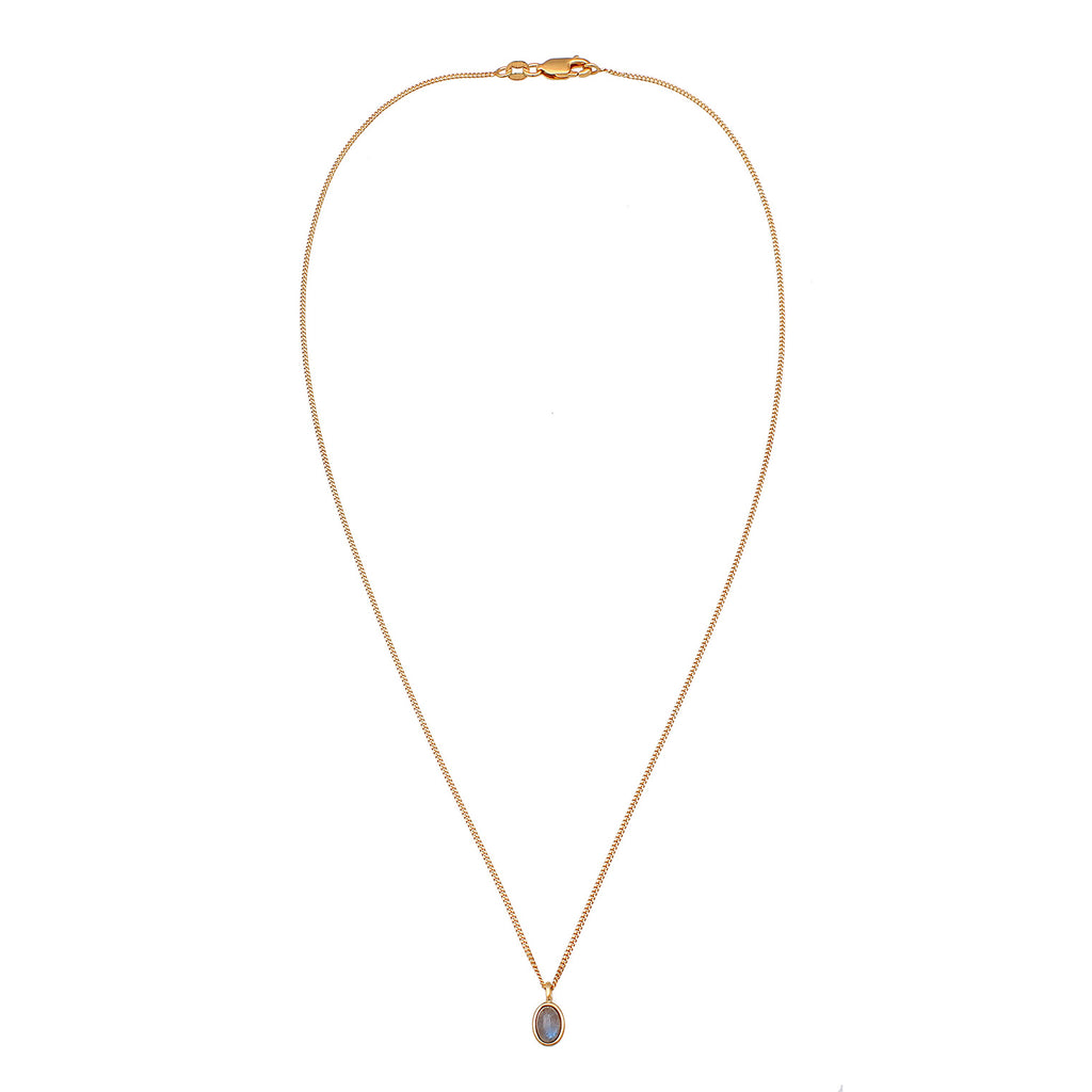 Gold - Elli PREMIUM | Halskette Oval | Labradorit | 375er Gelbgold